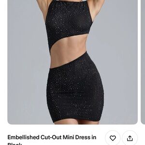 Oh Polly Black Sparkle Cut-Out Mini Dress
